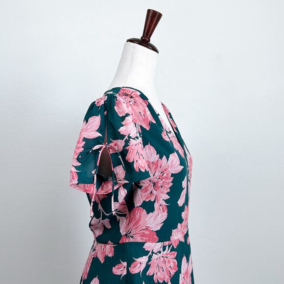 J. Crew Green Floral Tie-Shoulder A-Line Mini Dress - Picture 4 of 7